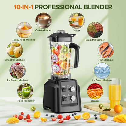Skiennix 68Oz Countertop Blender - 28000 RPM Smoothie Maker with 20Oz Grinder | Self-Cleaning, Adjustable Speed, Black