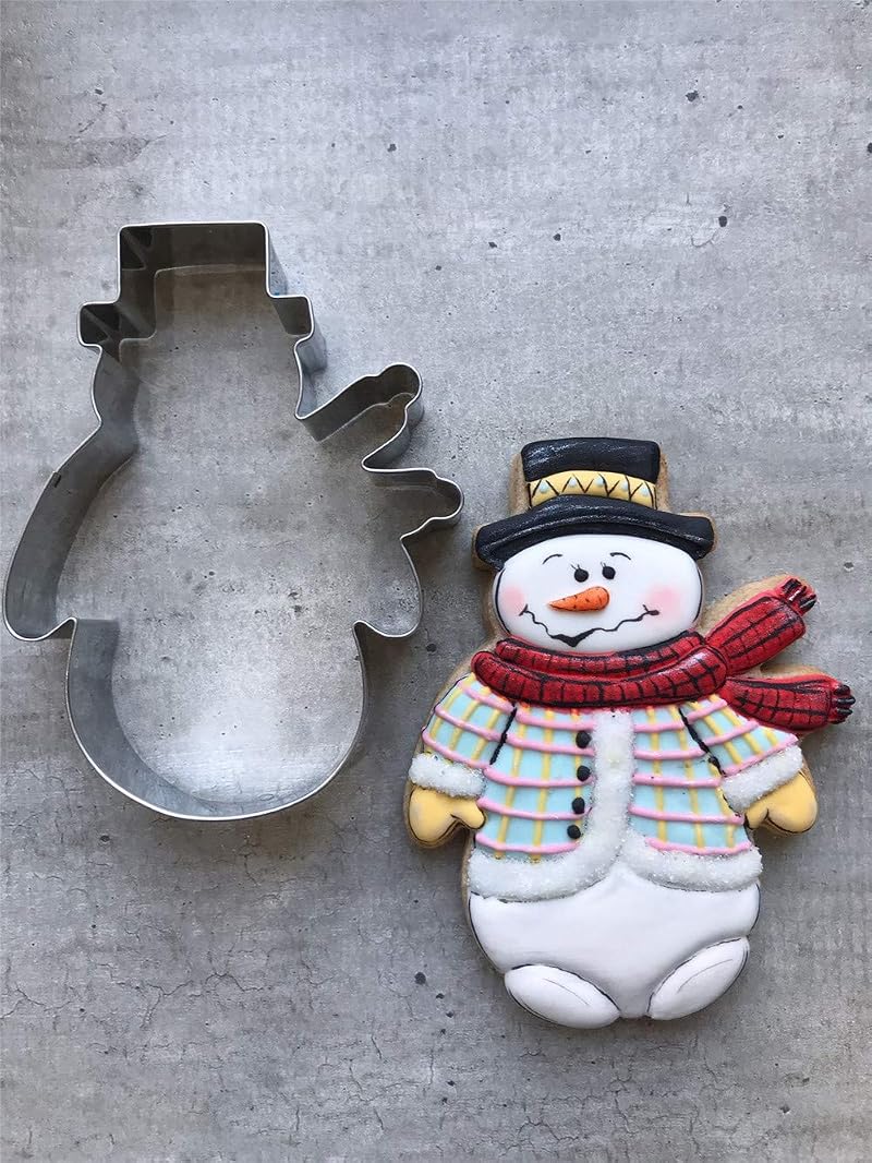 Snowman Cookie Cutter - 3.7 x 4.6 in, Stainless Steel, Safe for Dough & Fondant