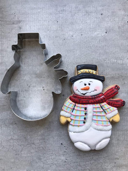 Snowman Cookie Cutter - 3.7 x 4.6 in, Stainless Steel, Safe for Dough & Fondant