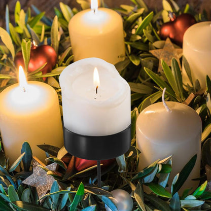 Veemoon Candle Holder Stakes - 6pcs Heavy-Duty Metal Taper Candlestick Holders for Centerpieces | Black