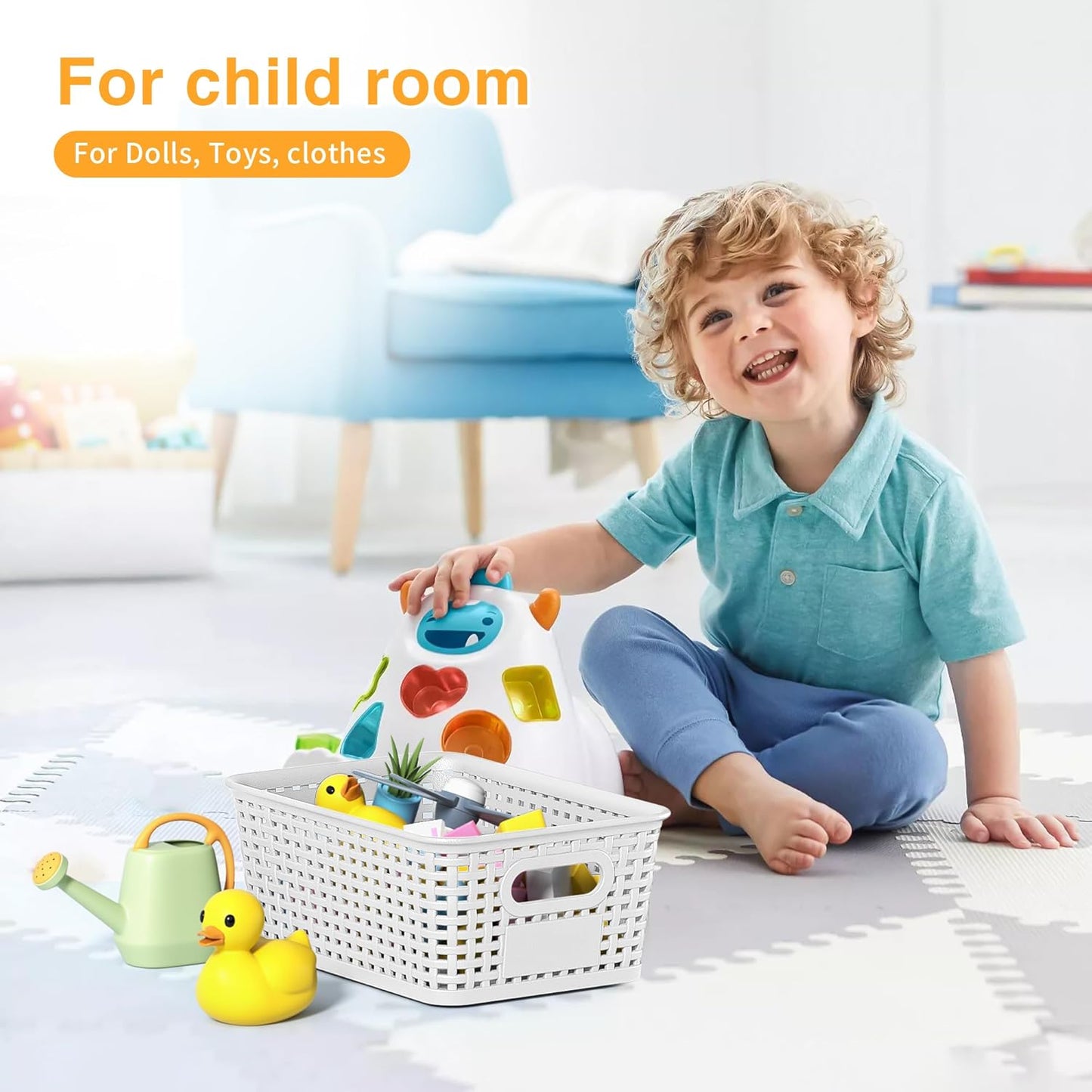 White Plastic Storage Baskets by [Brand Name] - Durable Stackable Bins with Labels | Pack of 8 for Organizing Desktops, Closets, and More