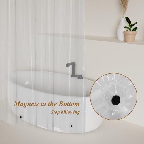 Mrs Awesome Clear PEVA Shower Curtain Liners with 3 Magnets, Water Proof Plastic Shower Liner for Bathroom or Shower Stall, 54x78