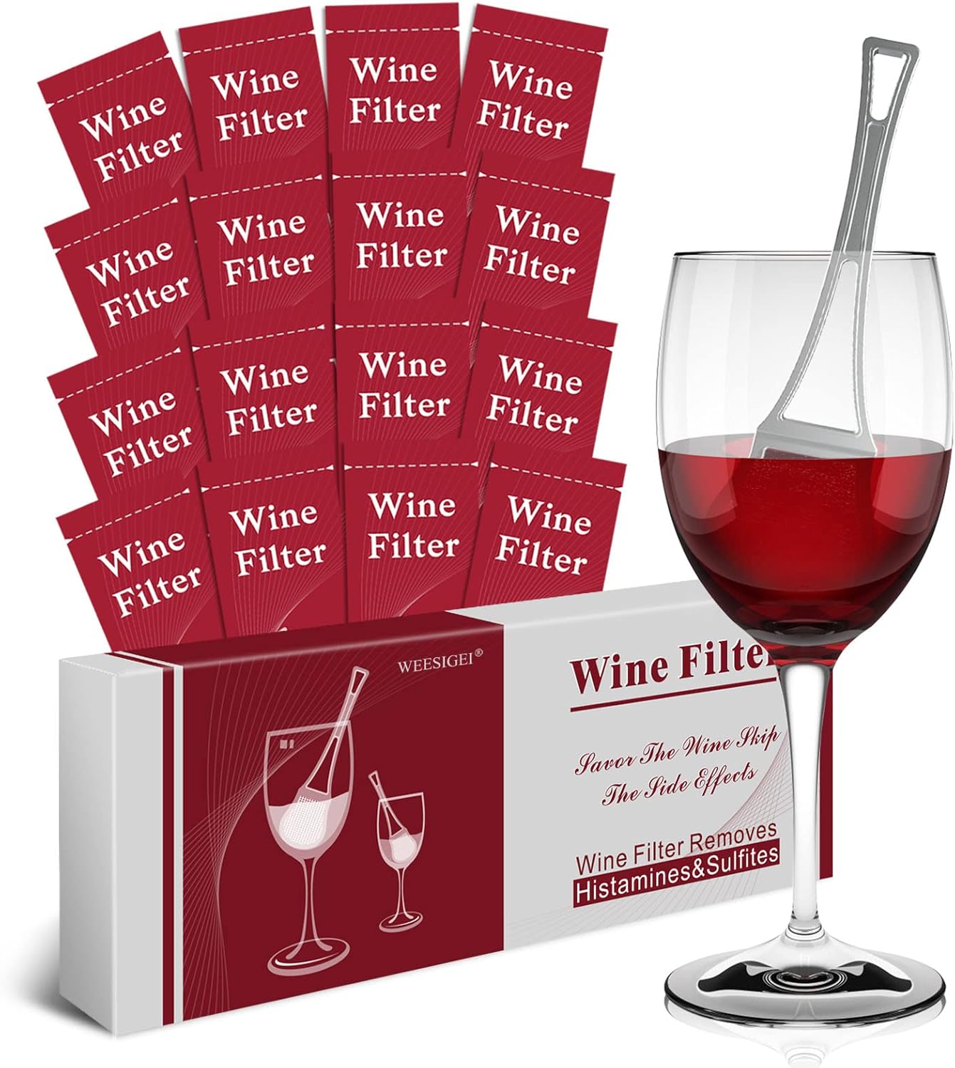 Wine Wand Filter Sulfite Purifier: Wine Filters Remover Histamines Sulfite - Reduce Headaches Alleviate & Sensitivities（pack of 16）