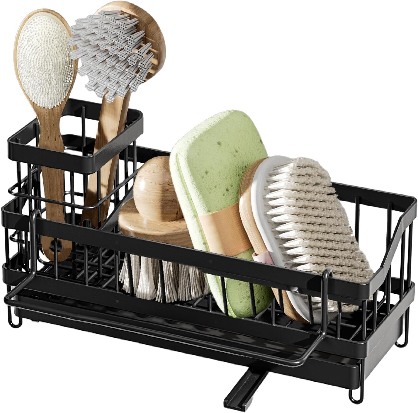 Sink Caddy Kitchen Organizer - Wall-Mounted Sponge Holder & Brush Storage | Rustproof 304 Stainless Steel
