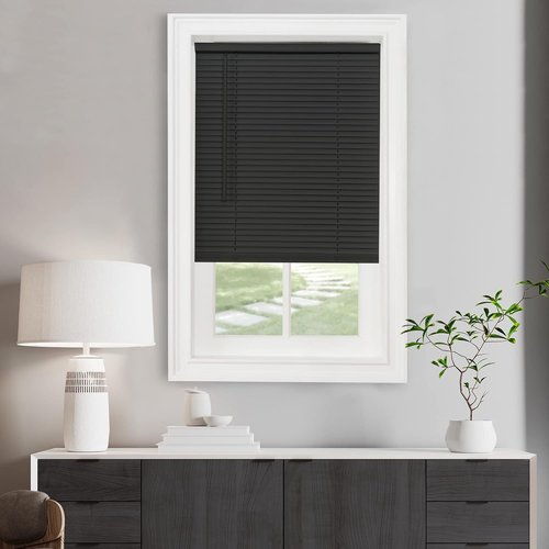 GII Morningstar Cordless Mini Blinds - Light Filtering, 30" Width x 72" Length, Black