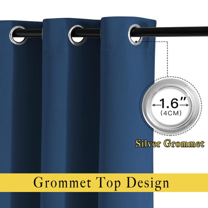 NICETOWN Bedroom Blackout Large Window Curtains - Room Darkening Energy Saving Thermal Insulated Grommet Room Divider Draperies for Living Room/Doorway (Moroccan Blue, W66 x L90, 2 Panels)