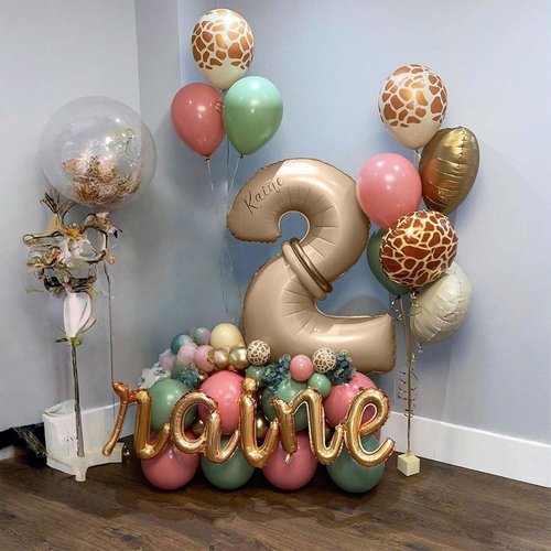 Balloon Number 4 - 40 Inch Self-Inflating Brown Foil Balloon | Giant Apricot 4 for Birthday Celebrations