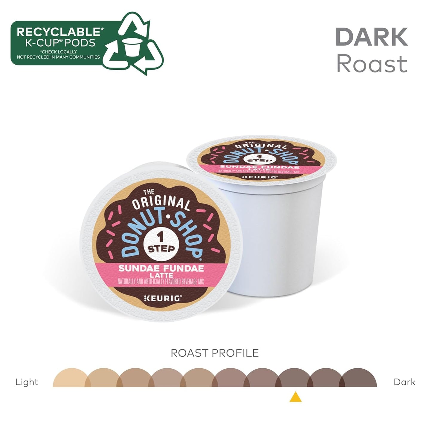 Original Donut Shop | Sundae Fundae One-Step Latte K-Cup Pods - 20 Count for Keurig