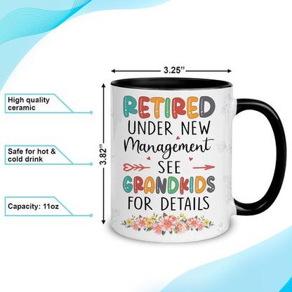 Hyturtle Funny Retirement Mug Gift For Grandma, Retired Under New Management See Grandkids For Details Coffee Mug 11oz, Retirement Gifts, Retired Gifts Mom Nana Women Grandma On Birthday Christmas