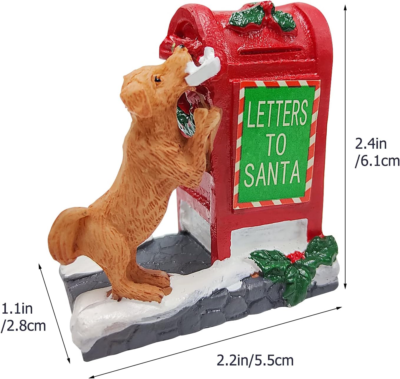 Skiennix Christmas Village Accessories - Cute Puppy Letter to Santa Mailbox Set | Resin Statues for Holiday Decor