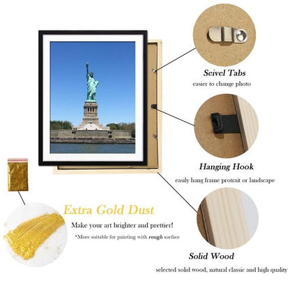12x16 Wood Picture Frame Diamond Painting Frames 30x40cm Diamond Art Frame Display 12x16in / 30x40 cm Without Mat or 10x14 in/ 25x35cm with Mat 12 x 16 Photo Poster Frame Wall Hanging - Black 3 Pack