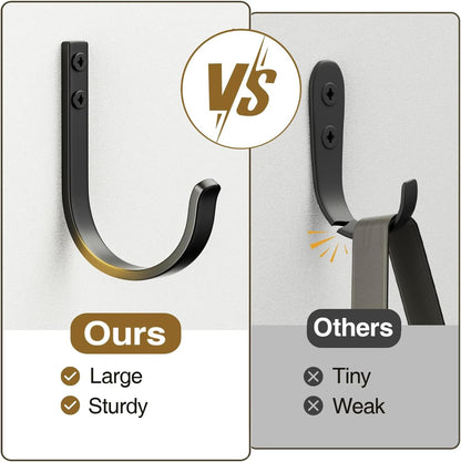 Niffgaff 10-Pack Outdoor Wall Hooks - 30LB Metal Hangers for Coats, Towels, and Backpacks | Black