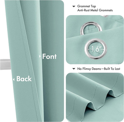 MIULEE Aqua Blackout Curtains - Thermal Insulated Room Darkening Drapes | 63-Inch Length, 2 Panels