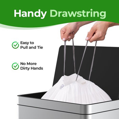 Code K (200 Count) Heavy Duty Trash Bags 1.2 Mil THICK 9-12 Gallon/35-45 Liter with Reinforced Drawstring Compatible with simpleman Code K White Garbage Can Liners Leak-Proof & Tear Resistant