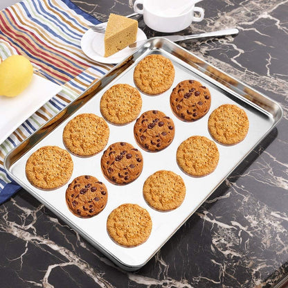 Wildone Baking Sheet Set - Stainless Steel Cookie Pan with Cooling Racks | 2 Sheets & 2 Racks, 12 x 10 x 1 Inch