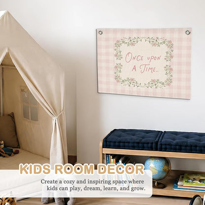 Once Upon A Time Nursery Banner 30x20 Inch - White Linen Look