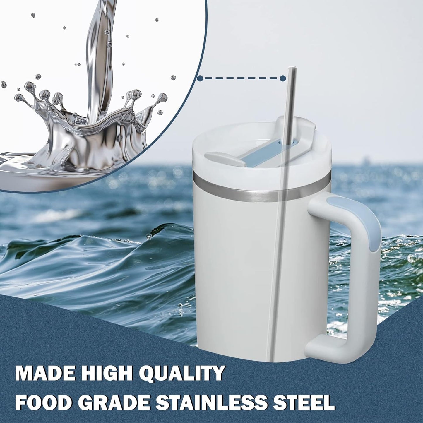 Stanley Quencher 40oz Tumbler Straws - 6 Metal Stainless Steel Replacement Straws | 12-Inch Extra Long & Reusable (3 Straight & 3 Bent)