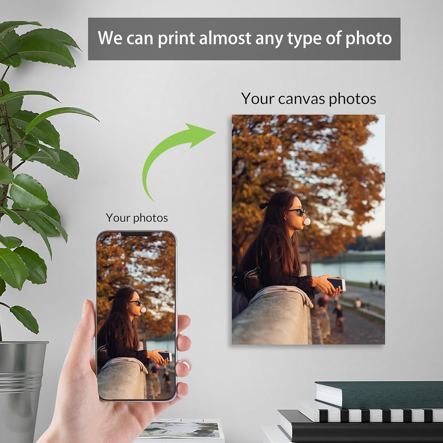 Skiennix Custom 24x36 Canvas Poster - Upload Your Photo for Unique Wall Art (Unframed)