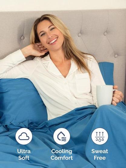 Extra Deep Queen Sheet Set - 6 Piece Breathable and Cooling Sheets - Hotel Luxury Bedding for Women, Men, Kids & Teens - Easy Secure Fit - Soft, Wrinkle Free & Comfy - Extra Deep Pockets - Denim Blue