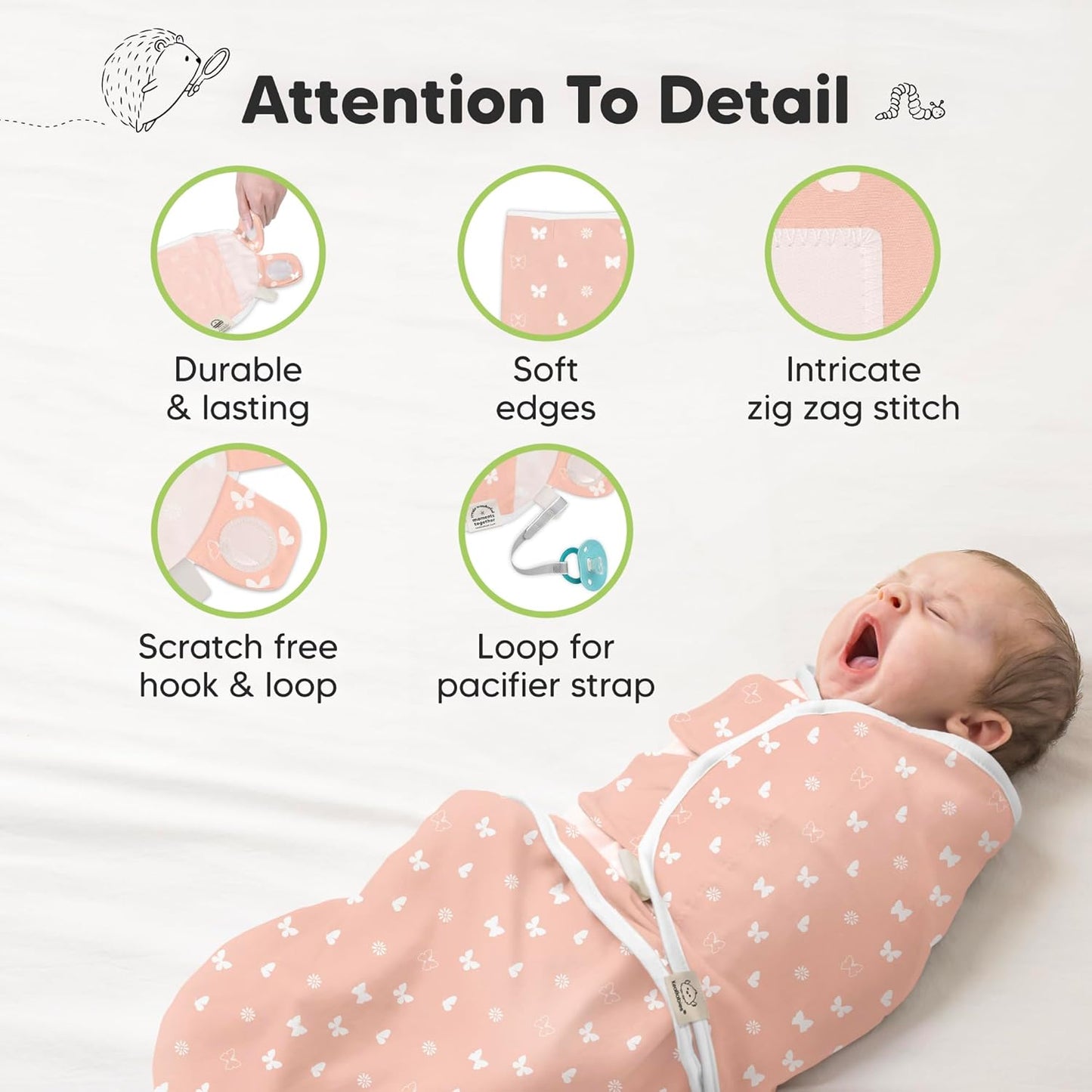 Skiennix Organic Baby Swaddle Sleep Sacks - Soft & Snug for Newborns 0-3 Months | Beach Day, OS, 3-Pack