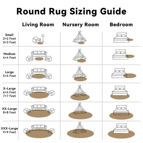 OLANLY Taupe Round Rugs for Bedroom - Machine Washable, 5 ft Circle Area Rugs for Living Room, Soft and Fluffy Shaggy Carpet for Teen Girl and Boys, Nursery Rooms, Dorms, Home Decor Aesthetic