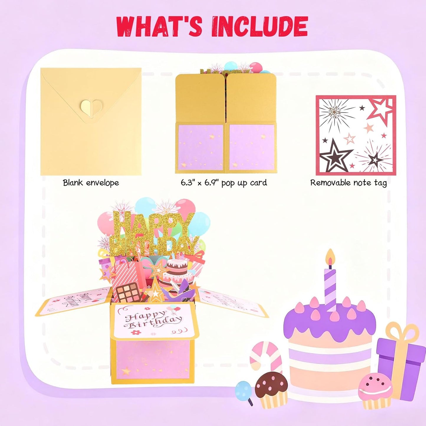Steford Happy Birthday Pop-Up Card - Unique 3D Greeting Gift Box for Adults & Kids | Handmade Design