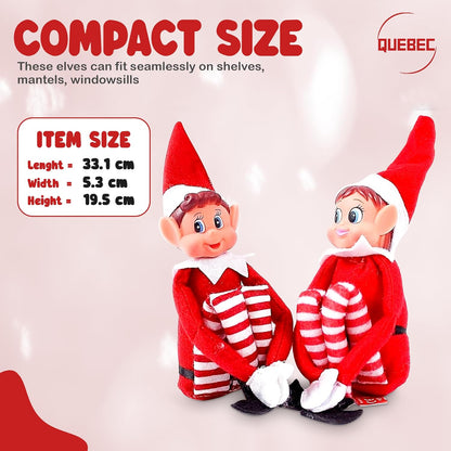 Quebec Naughty Elf Set - Soft Body Christmas Elf Figures for Boys & Girls | 12-Inch Santa's Helpers