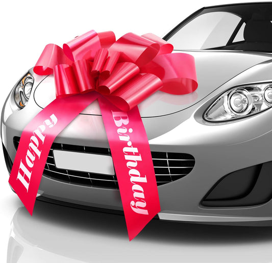Zoe Deco - Happy Birthday Car Bow - 30 Inch Red Giant Bow for Large Gift Wrapping