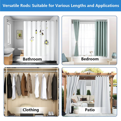 Umimile Shower Curtain Rod, 1 Inch Diameter Adjustable Spring Tension Curtain Rod, 304 Stainless Steel Shower Rod for Bathroom, Windows, Never Rust Non-Slip (Stainless Steel, 50-86”)