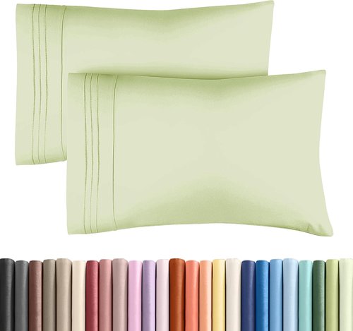 King Pillow Cases by Luxurious Living - Ultra Soft Hotel Quality - Wrinkle Free & Fade Resistant - Light Sage Green - Set of 2