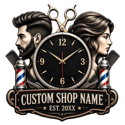 Personalized Barber Shop Wall Clock - Custom Name & Salon Décor (Variation: Barber Clock-5)