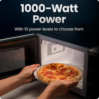 Chefman Microwave Oven - 1.1 Cu. Ft. Capacity, 1000 Watts, 10 Power Levels & Child Safety Lock - Stainless Steel