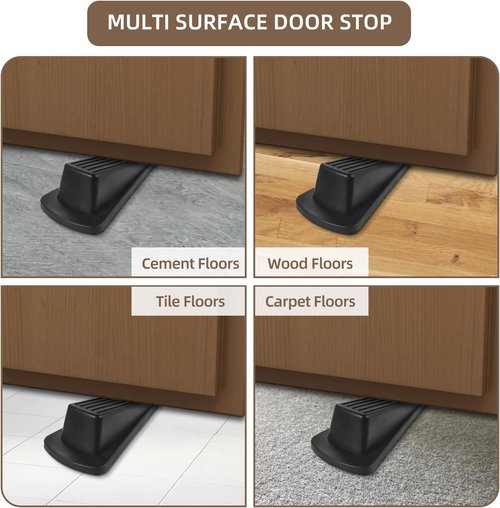 JZWBLILY Door Stoppers - Premium Rubber Wedge for Heavy Duty Doors | Sturdy & Stackable (Black, 2 Pack)