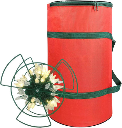 Sattiyrch Christmas Light Storage Bag - Tear-Proof 600D Oxford Fabric with 4 Metal Reels for Easy Organization