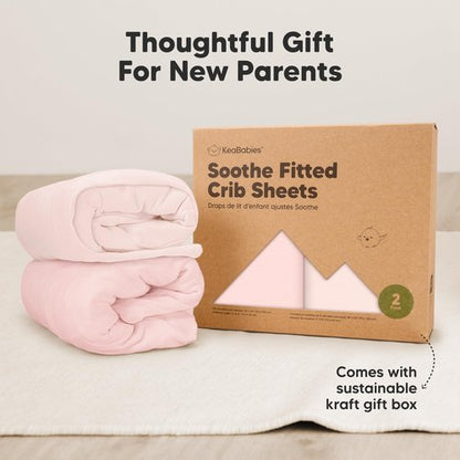 KeaBabies 2-Pack Organic Crib Sheets for Boys, Girls - 52x28 Fitted Crib Mattress Sheet Neutral, Breathable Jersey Cotton Cover for Baby Bed, Toddler Mattress, Soft & Cute Prints (Mist Rose)