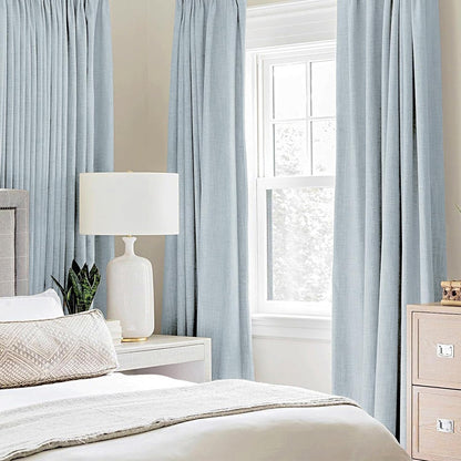 MIULEE Blackout Curtains - 100% Thermal Insulated Linen Textured Drapes | Chambray Blue, 52 x 45 Inch (2 Panels)