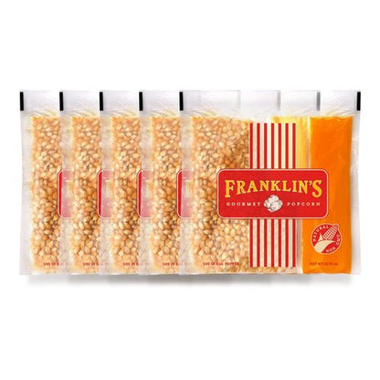 Franklin’s Gourmet Popcorn | All-In-One Popcorn Packs for Machines - 8oz, 10 Count - Buttery Salt & Oil
