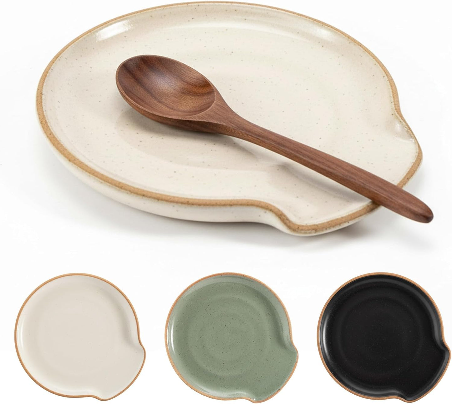 Skiennix Ceramic Spoon Rest - Stylish & Easy-to-Clean Spoon Holder for Kitchen Countertop | Dishwasher Safe