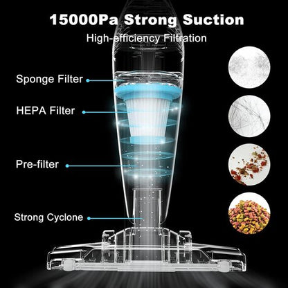 Intercleaner Corded Vacuum Cleaner - 15KPa Powerful Suction, 12-in-1 Lightweight Bagless Stick | Ultra Quiet for Hardwood Floors & Pet Hair