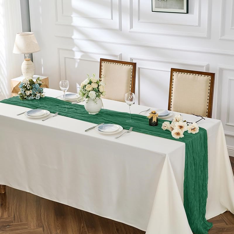 Balcony & Falcon Cheesecloth Table Runner – Green 10 ft x 35 in 1 Pack (Variation: Green+35 x 120 inch)