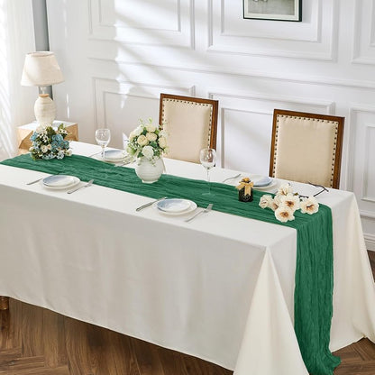 Balcony & Falcon Cheesecloth Table Runner – Green 10 ft x 35 in 1 Pack (Variation: Green+35 x 120 inch)