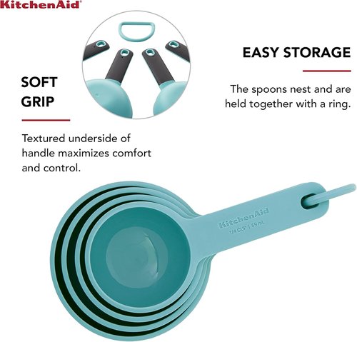 KitchenAid Measuring Cups - Set of 4 in Aqua Sky | Perfect for Precise Baking and Cooking