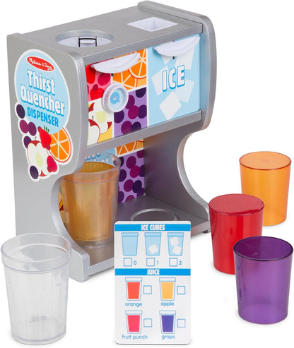 Melissa & Doug Wooden Drink Dispenser - Thirst Quencher with Juice Inserts & Ice Cubes | Preschool Learning Toy for Ages 3+