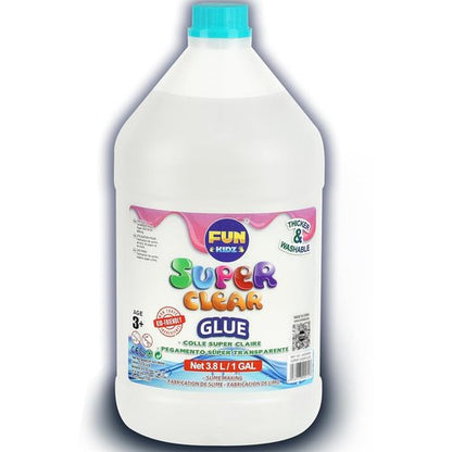 FunKidz Super Clear Glue - 1 Gallon Non-Toxic Liquid for Arts & Crafts, Slime Making & School Projects