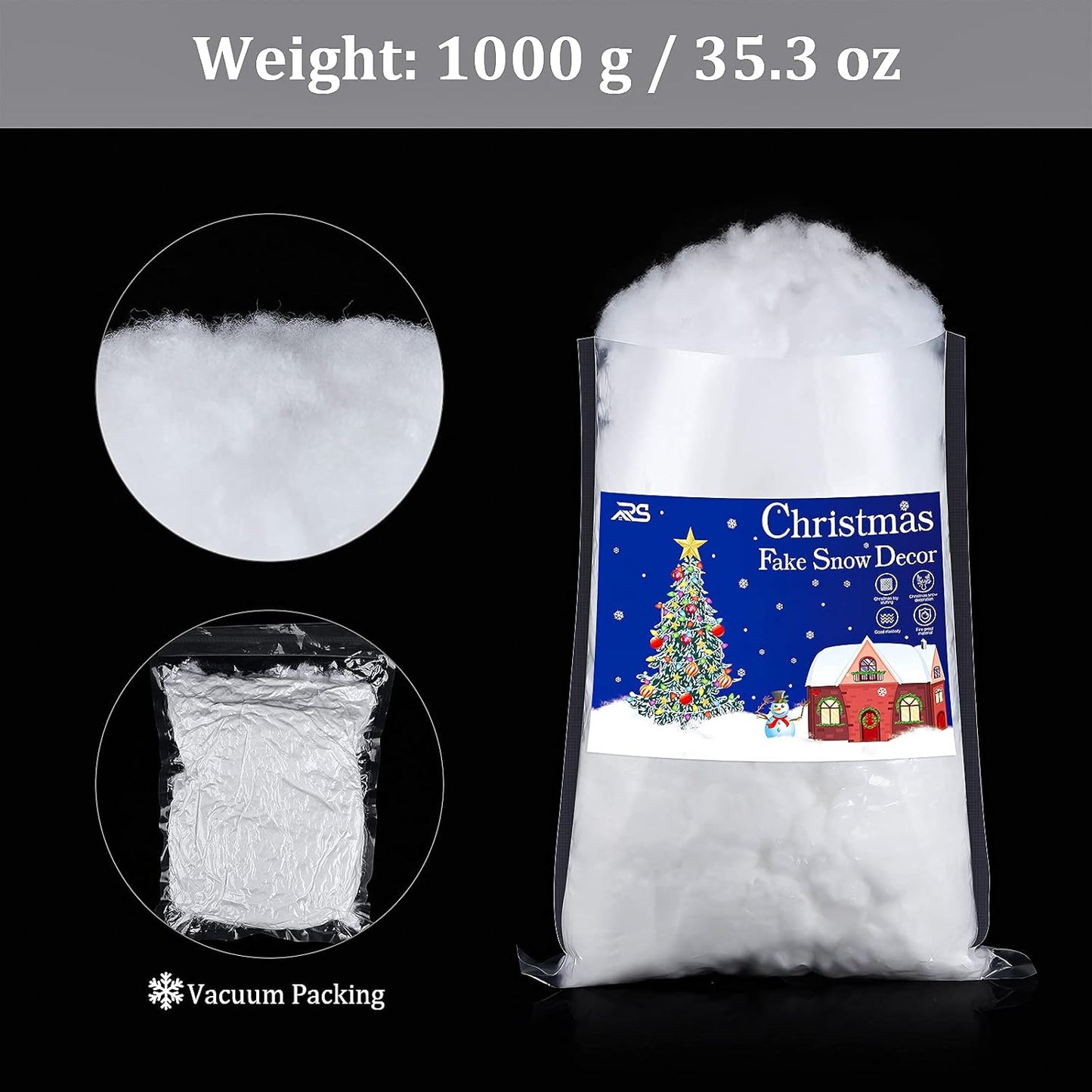 Ruisita Christmas Fake Snow Decor - Fluffy Cotton Blanket for Holiday Crafts & Decorations (2 Pack)