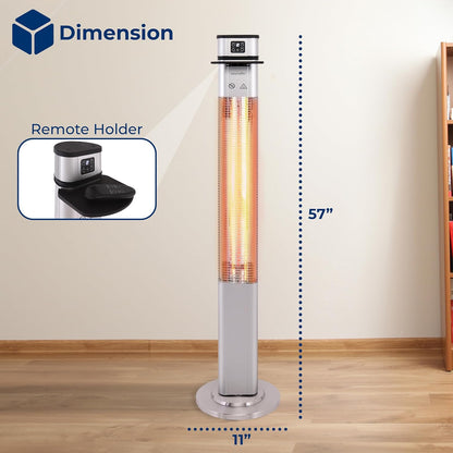 SereneLife Infrared Patio Heater - 1500W Electric Indoor/Outdoor Heater with Remote Control | Portable Silver Design for Restaurants, Patios, and Backyards