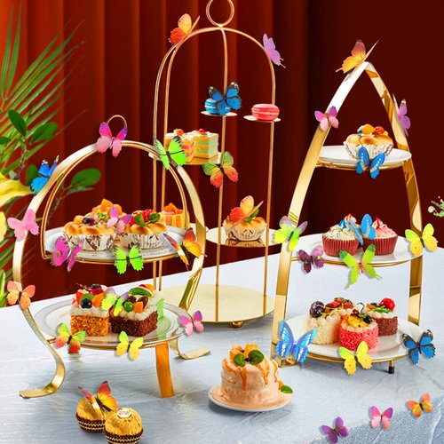 60pcs Butterfly Wall Decor, Plastic Fake Butterflies Wall Art Artware Decorations for Birthday Wedding Christmas Party Decorations, Cake Decorations, Removable Stickers