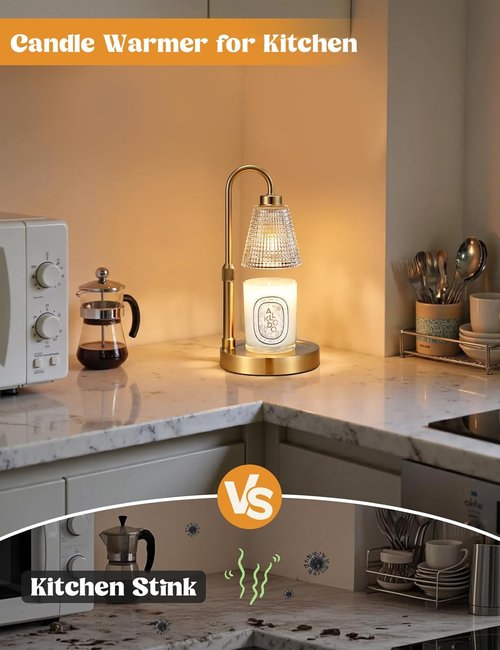 Innqoo Big Gold Candle Warmer Lamp - Dimmable & Adjustable Timer for Jar Candles | Perfect Home Decor Gift