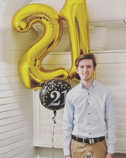 Gold Number 21 Balloon - 40 Inch Golden Birthday Decoration for 21st Celebration | Perfect for Men & Women