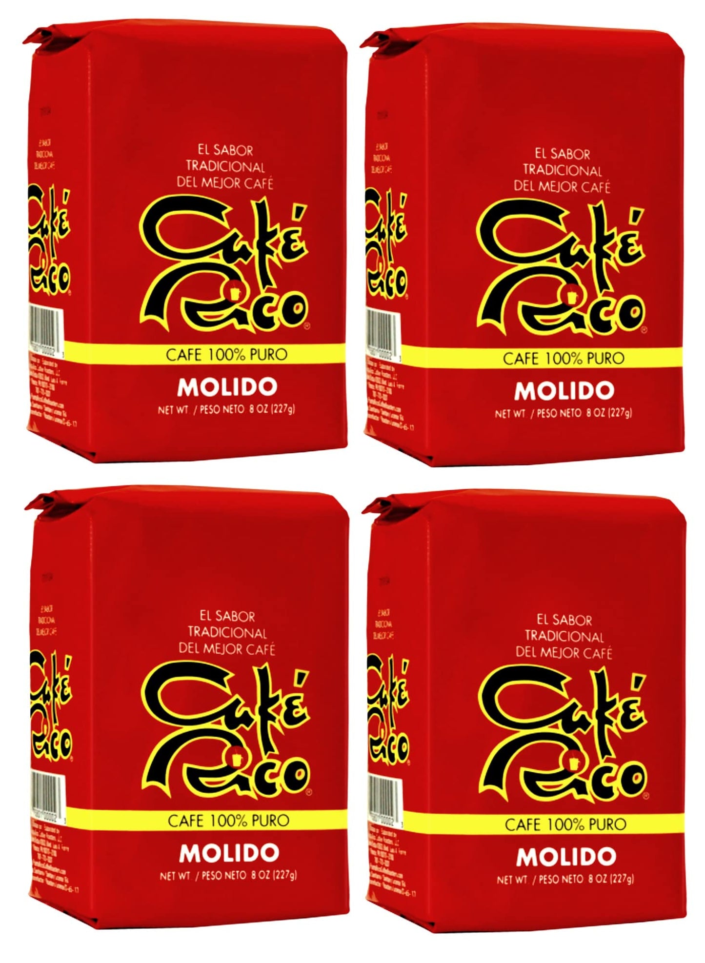 Cafe Rico Ground Regular Puerto Rican Coffee, 8 Ounce Bag (Pack of 4)